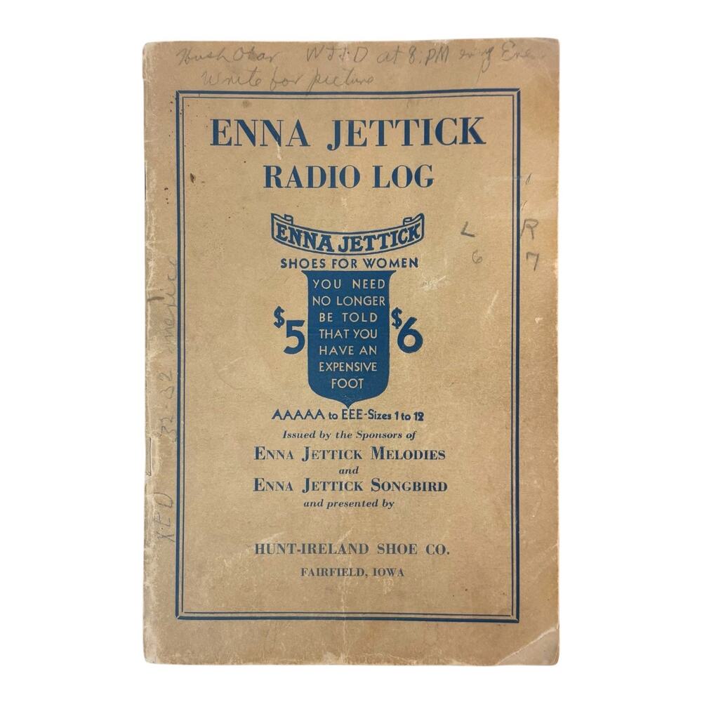Antique "Enna Jettick Radio Log" Broadcasting Directory Hunt Ireland Melodies